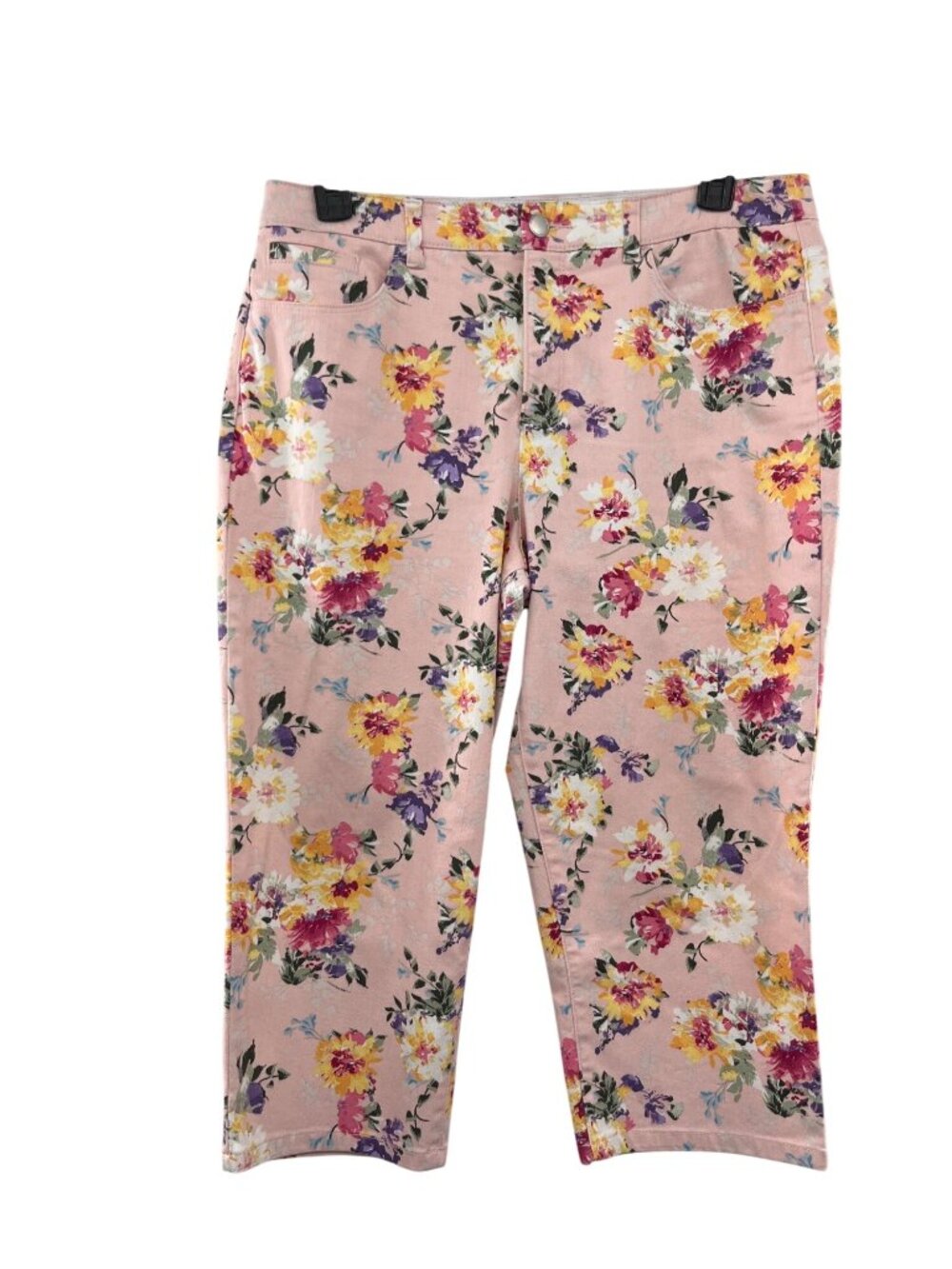 Christopher Banks Floral Capri Pants Womens 12 Signature Slimming Stretch